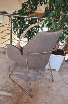 Preview: Armlehnstuhl AMARILLO Edelstahl Kufen-Gestell / PU + Flachgewebe Cappuccino